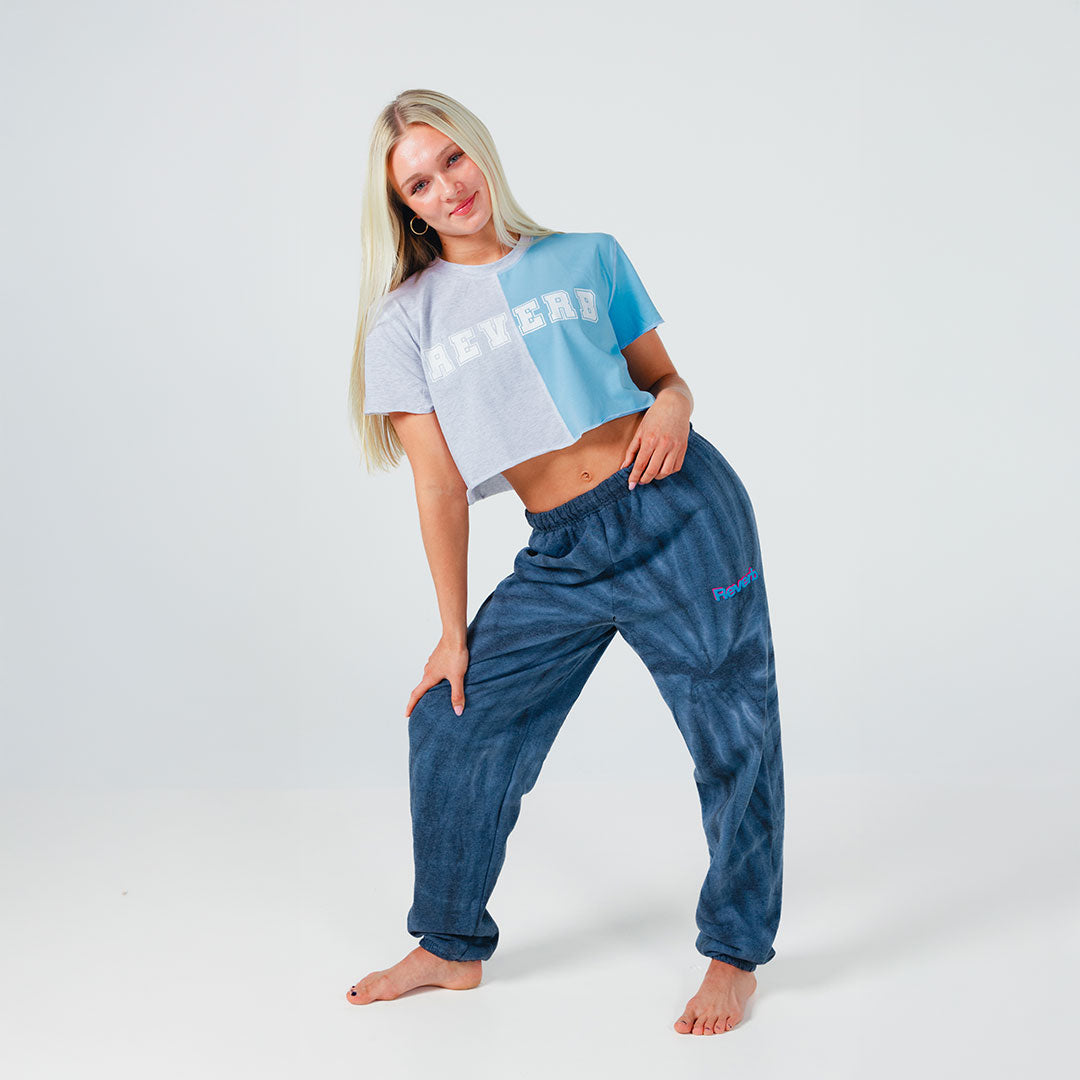 Reverb Blue/Gray Split Crop Top