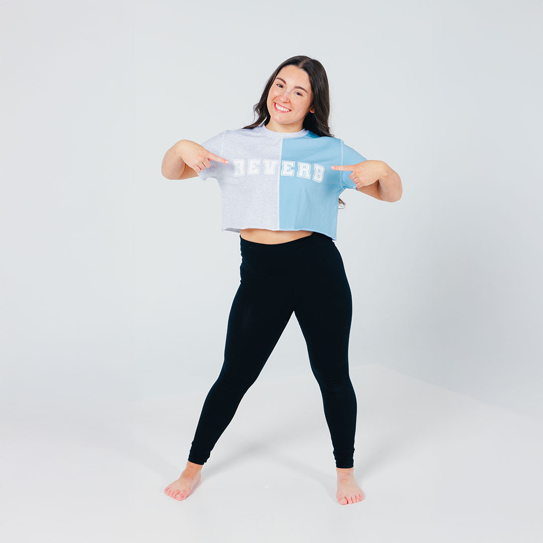 Reverb Blue/Gray Split Crop Top