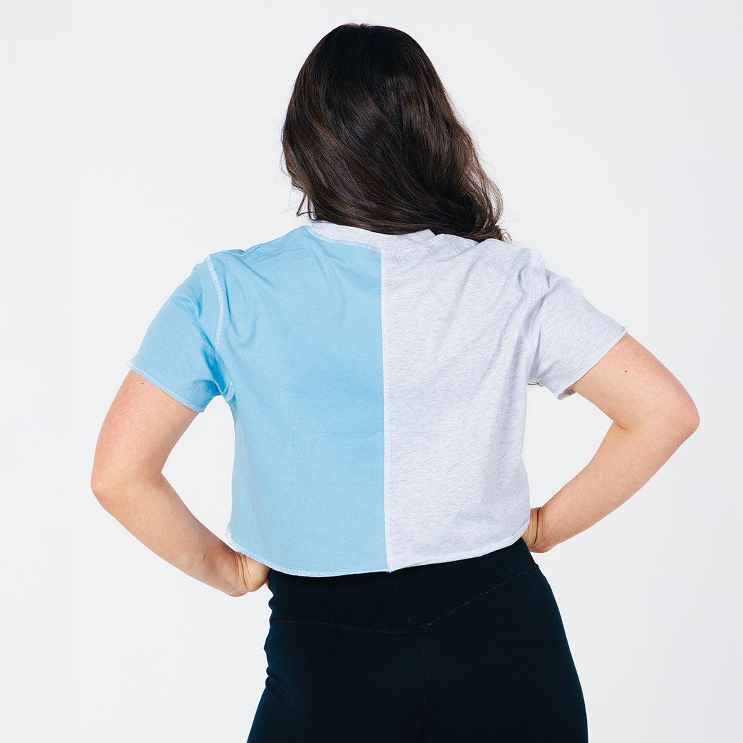 Reverb Blue/Gray Split Crop Top