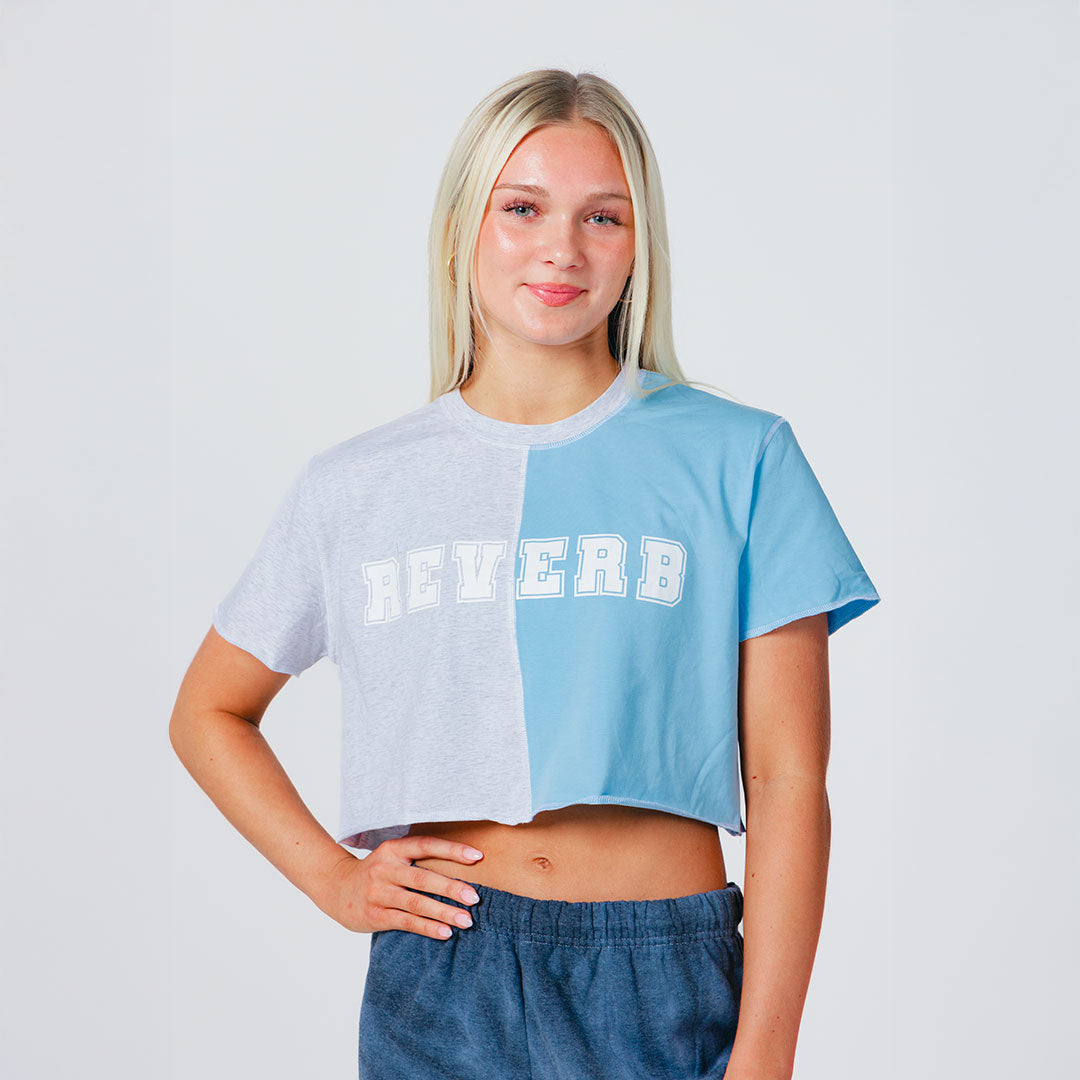 Reverb Blue/Gray Split Crop Top